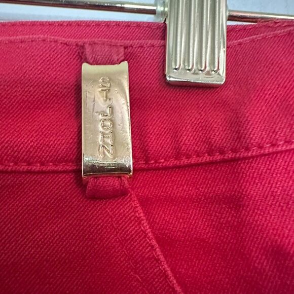 St John Sport High Rise Pants Women's 6 Red Pockets Gold Hardware‎ Festive - Picture 3 of 5
